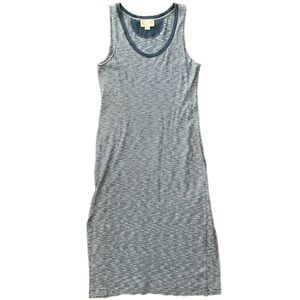 Anthropologie Saturday Sunday Blue Striped Space Dye Maxi Slit Dress